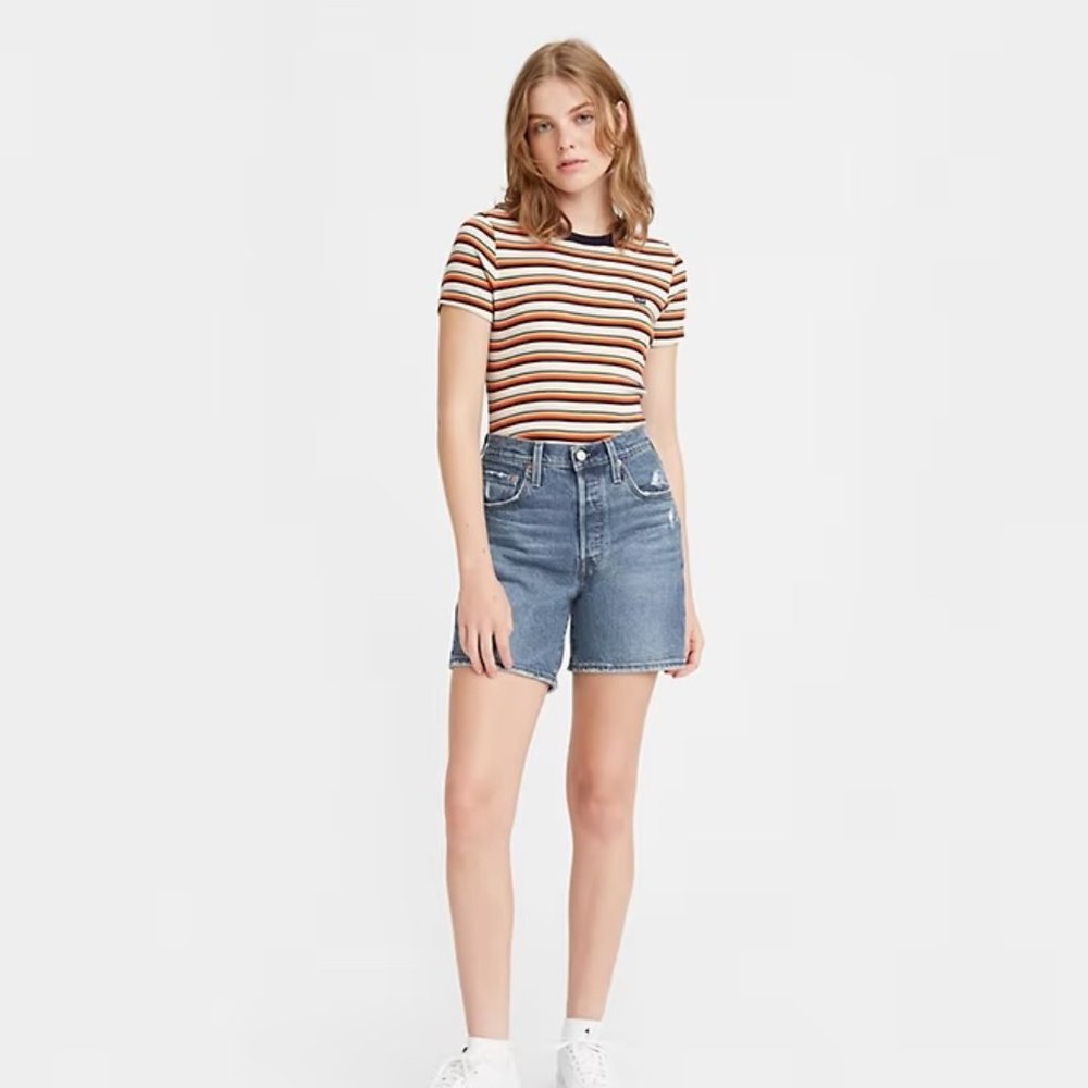 Levi's Premium 501 Mid Thigh Denim Jean Shorts Size 33
